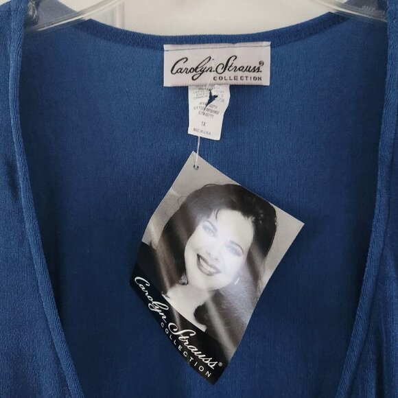 Carolyn Strauss Women Size 1X Blue Slinky Travel Wrap Cardigan Top Tunic NEW - Picture 6 of 6